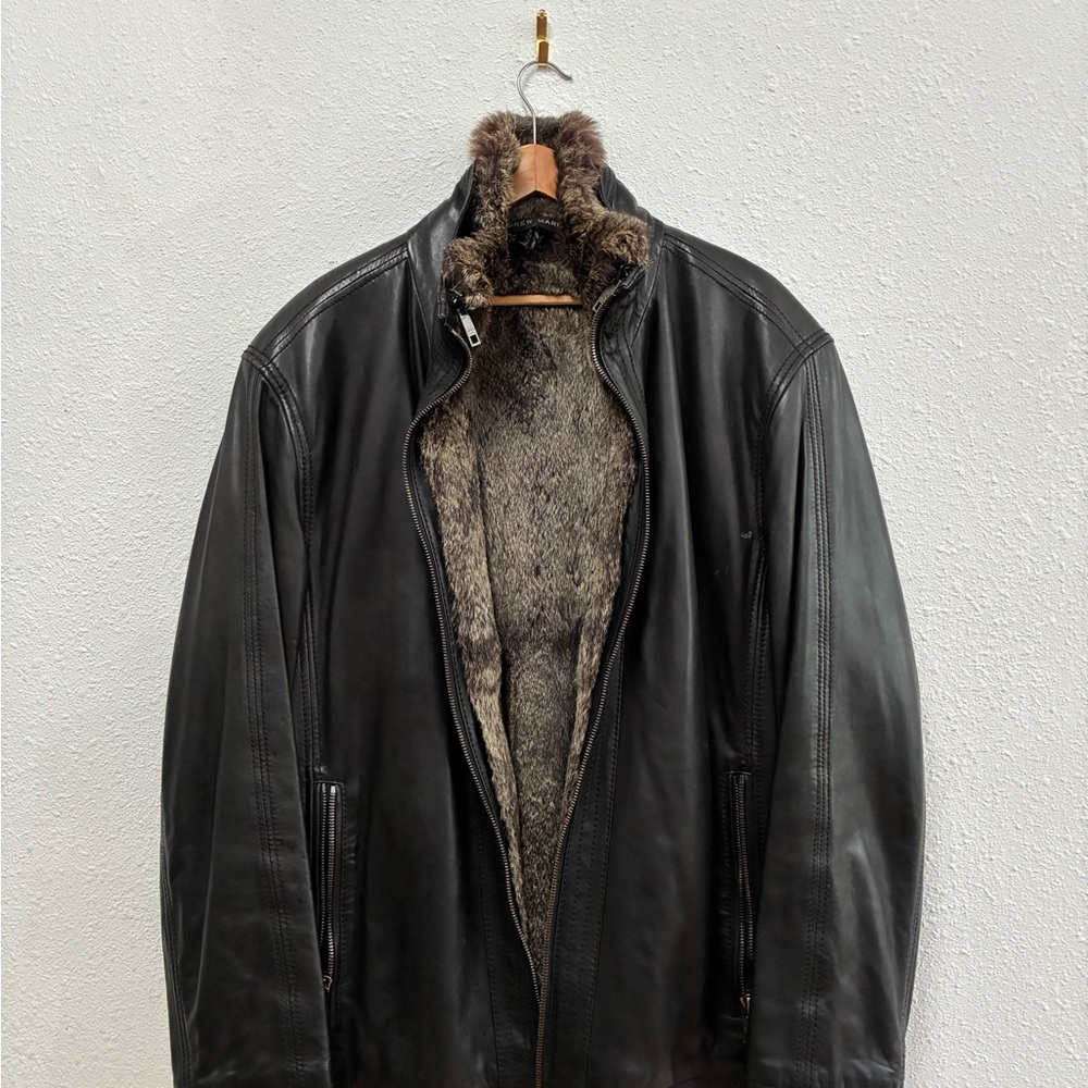 Andrew Marc Black Military Field Jacket with Quilted Details